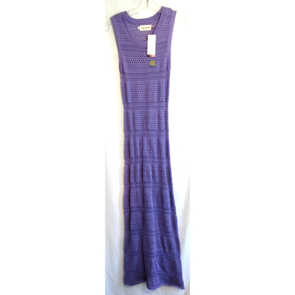 Honor The Gift Purple Crochet Open Stitch Sleeveless Midi Dress Size XS NWT